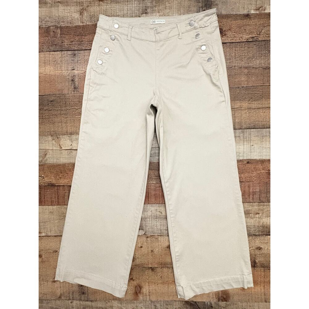 Cato Mid Rise Khaki Wide Leg Button Detail Sailor Pants Women’s Size 14